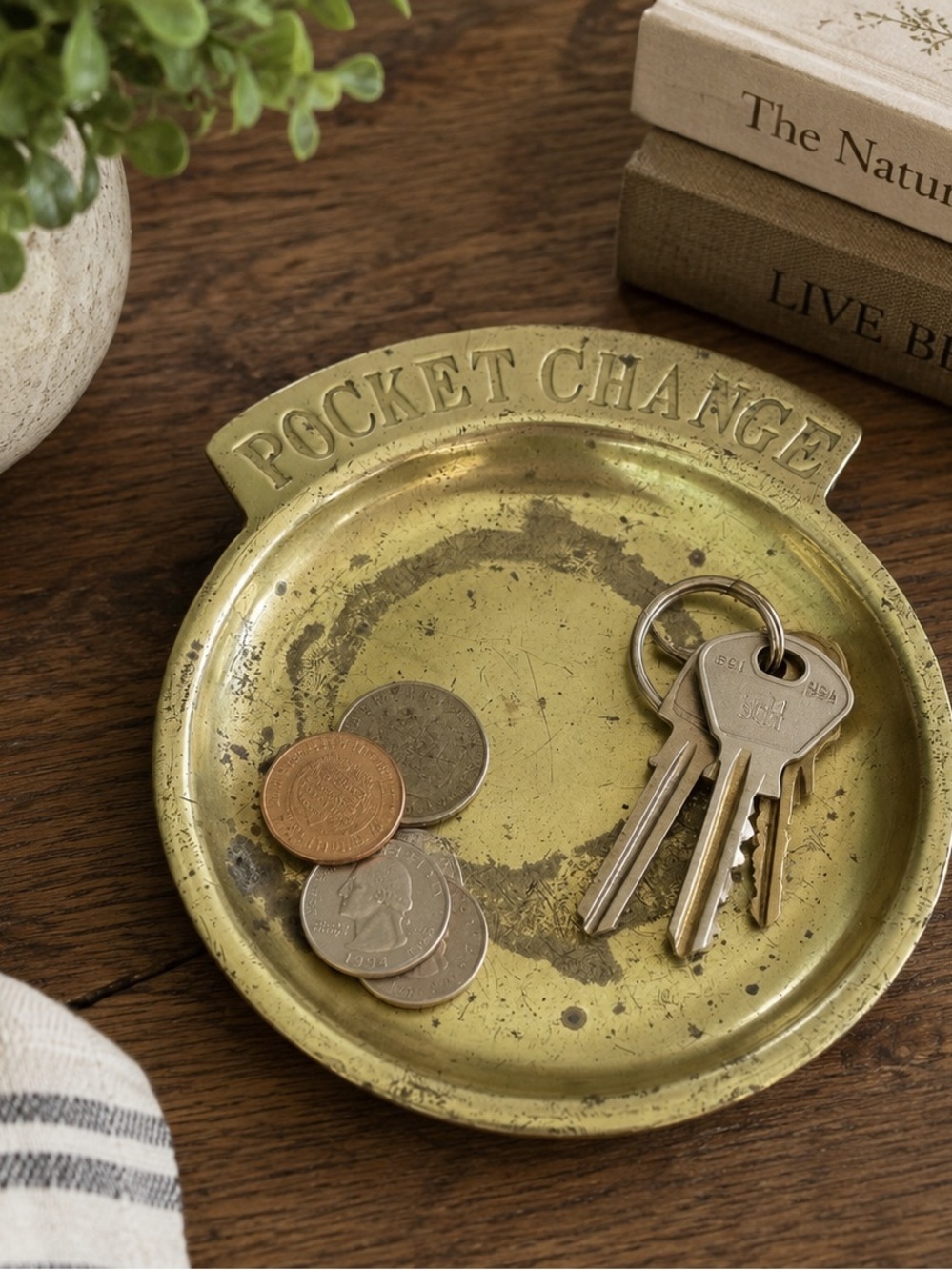 Vintage Brass “Pocket Change” Tray / Catchall Dish